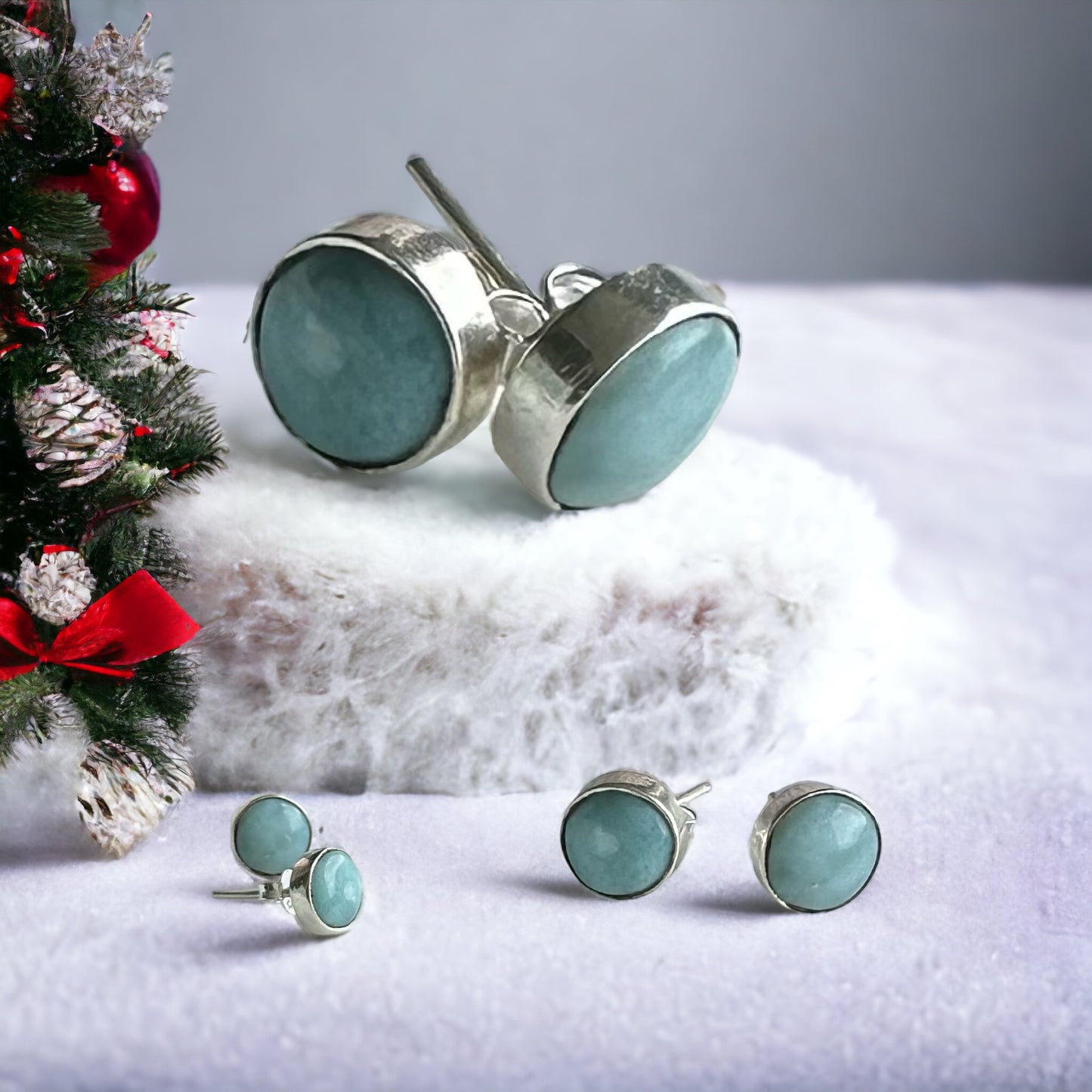 Stud larimar earrings