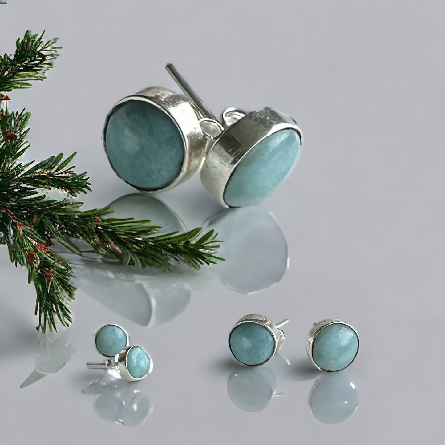 Stud larimar earrings