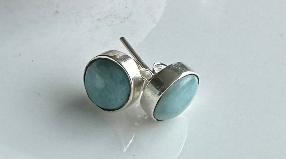 Stud larimar earrings