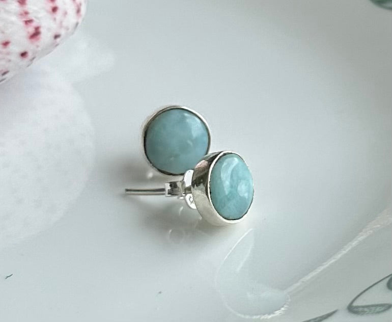 Stud larimar earrings