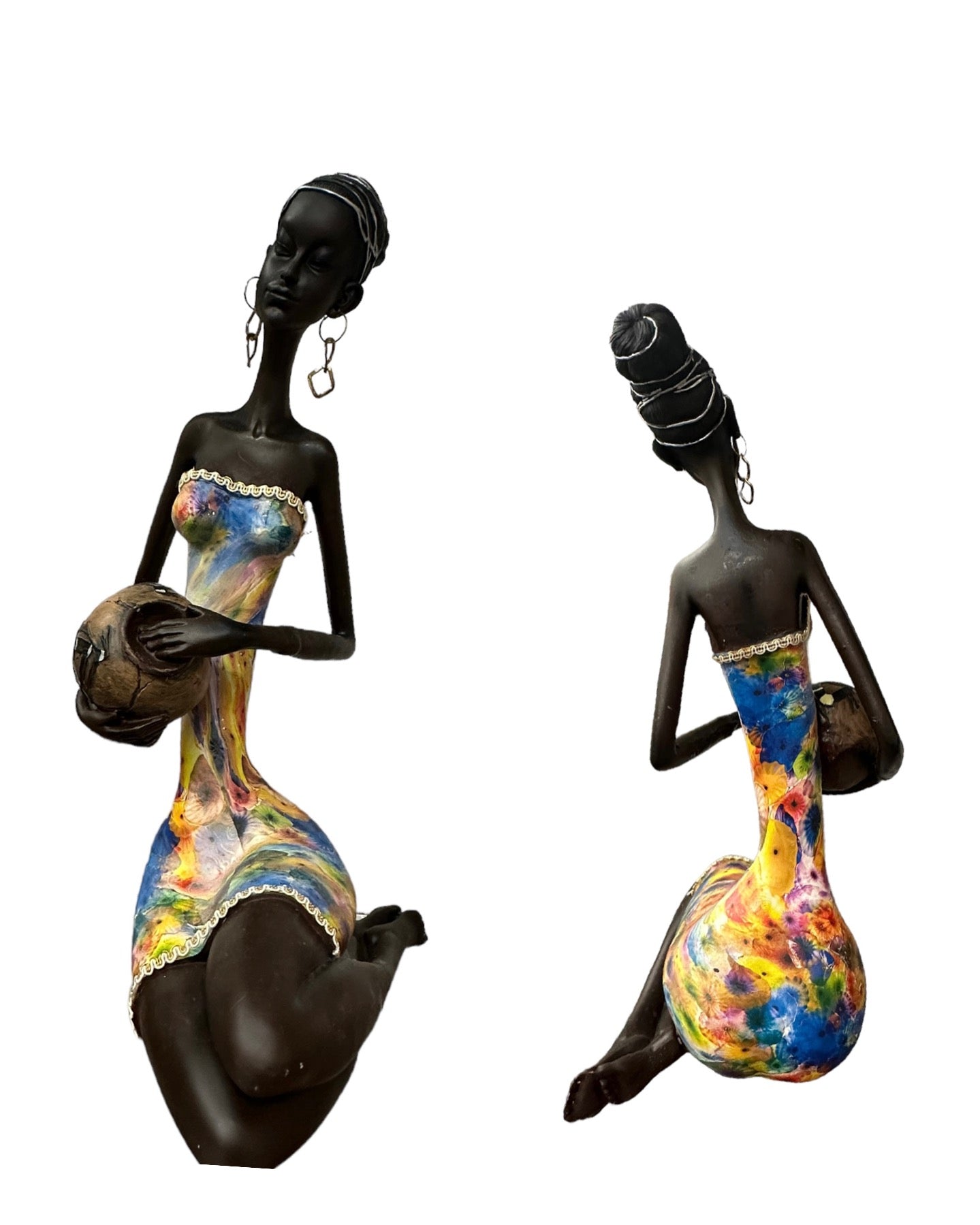 African figurine woman with vase