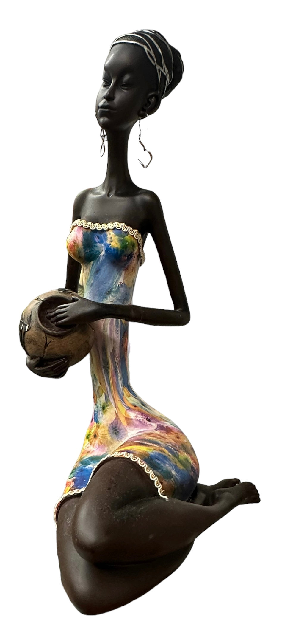 African figurine woman with vase