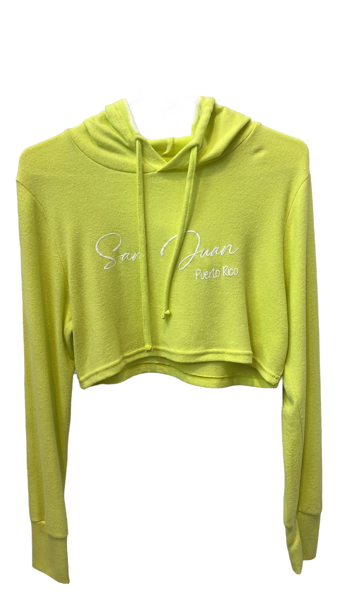 Drawstring Hooded Crop Sweatshirt solid color