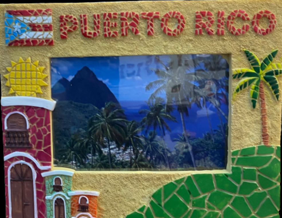Puerto Rico Mosaic Photo Frame /Caribbean Souvenir Decor