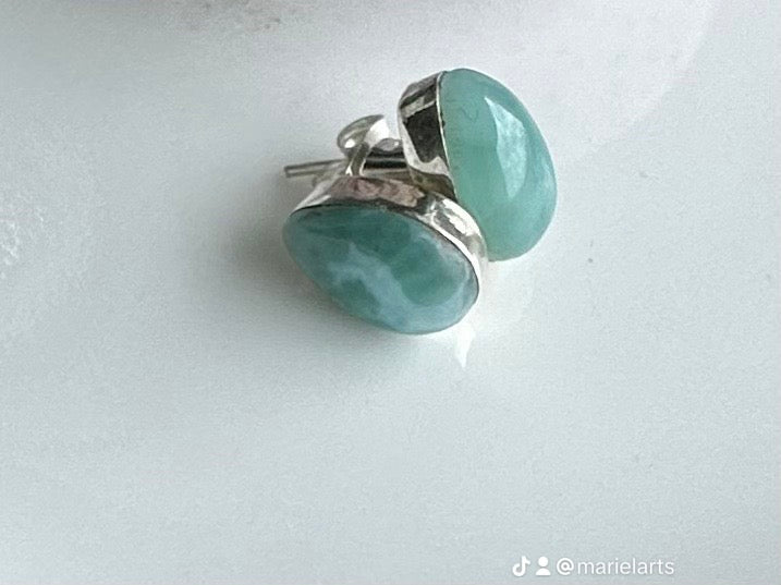 Stud larimar earrings