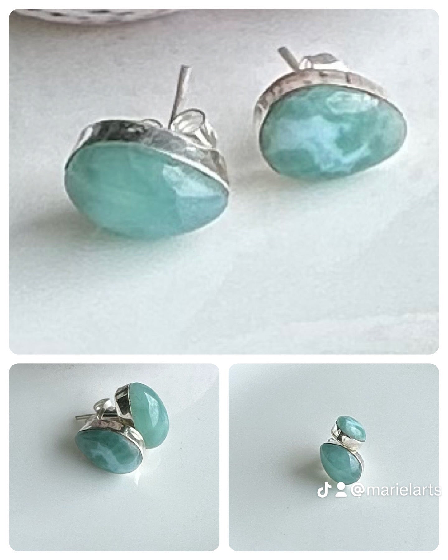 Stud larimar earrings