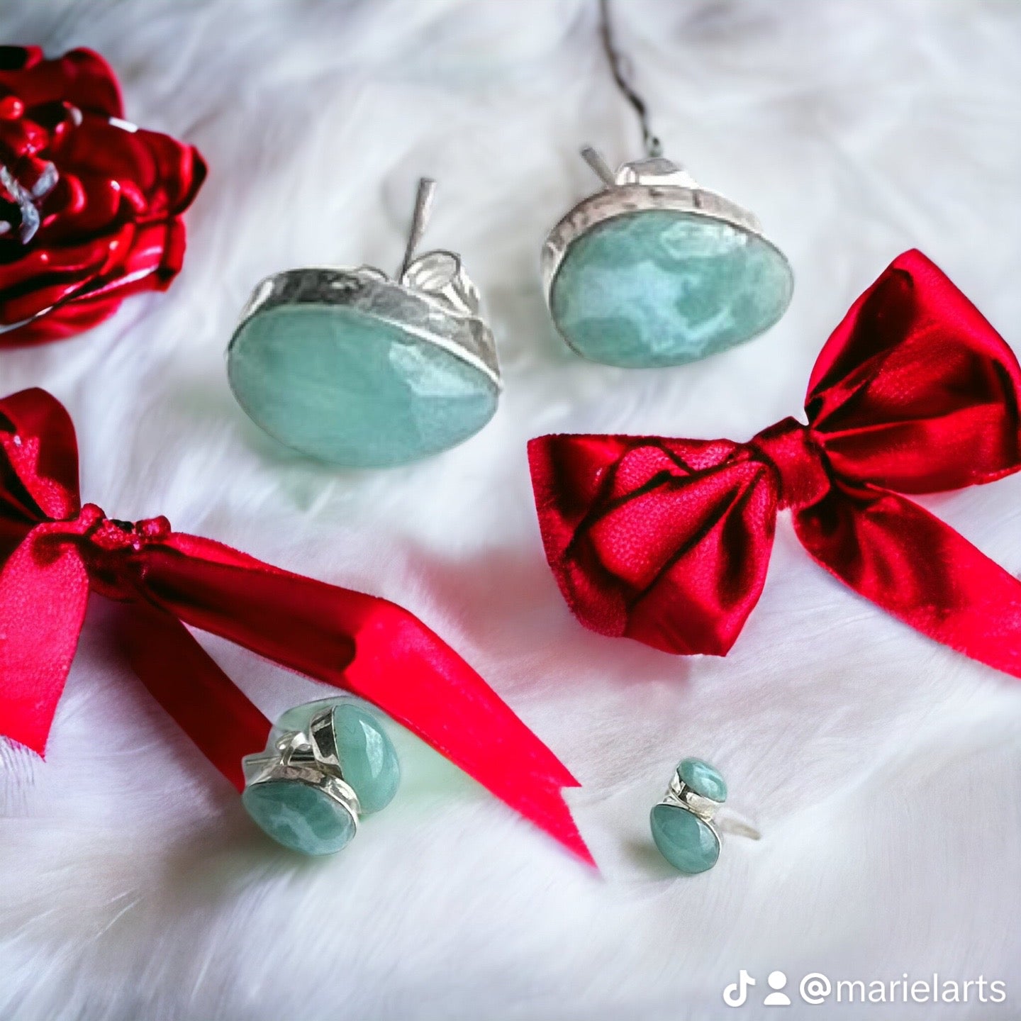 Stud larimar earrings