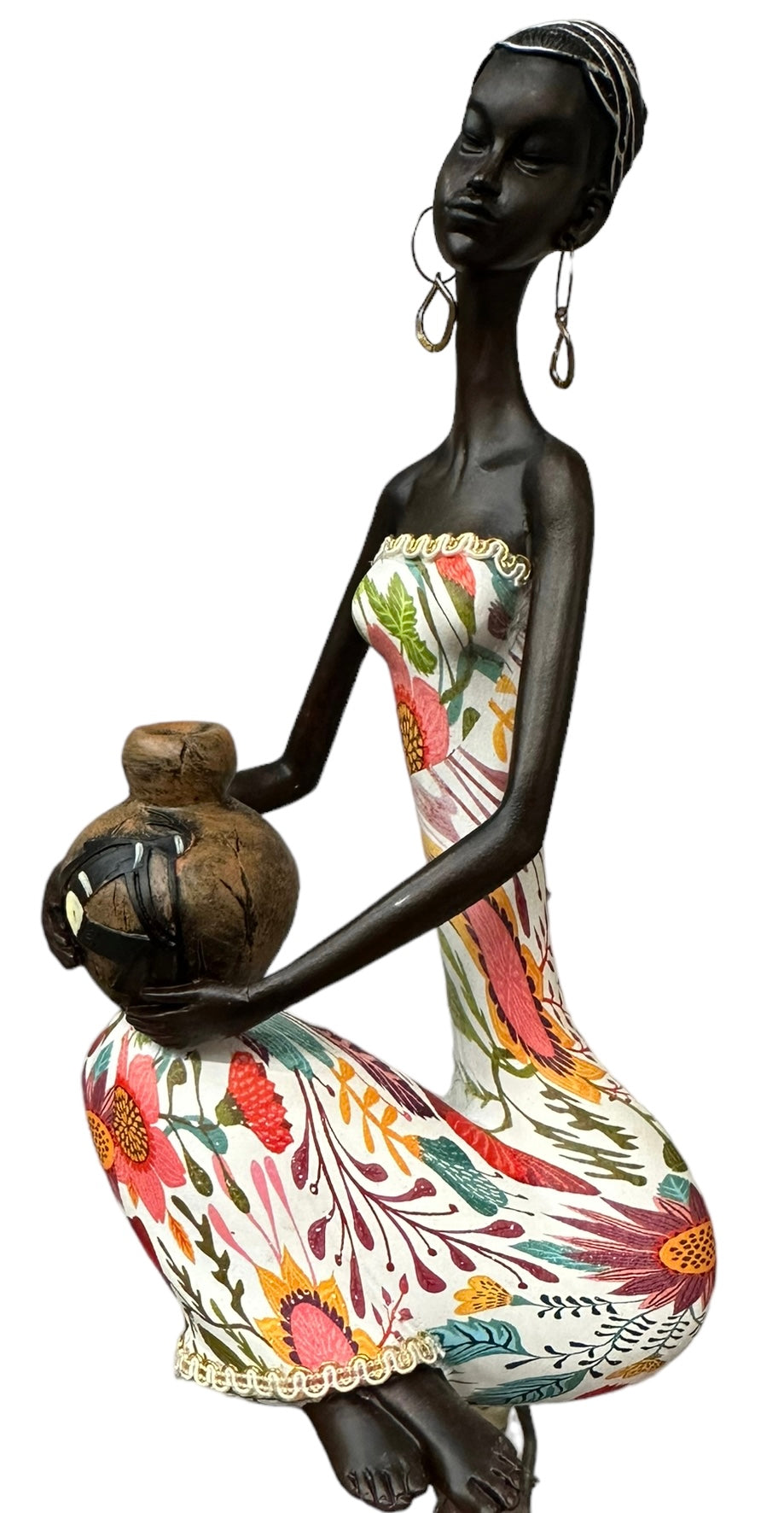 African figurine woman with vase