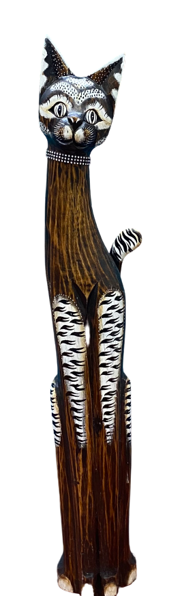 Hand carved wooden cat
