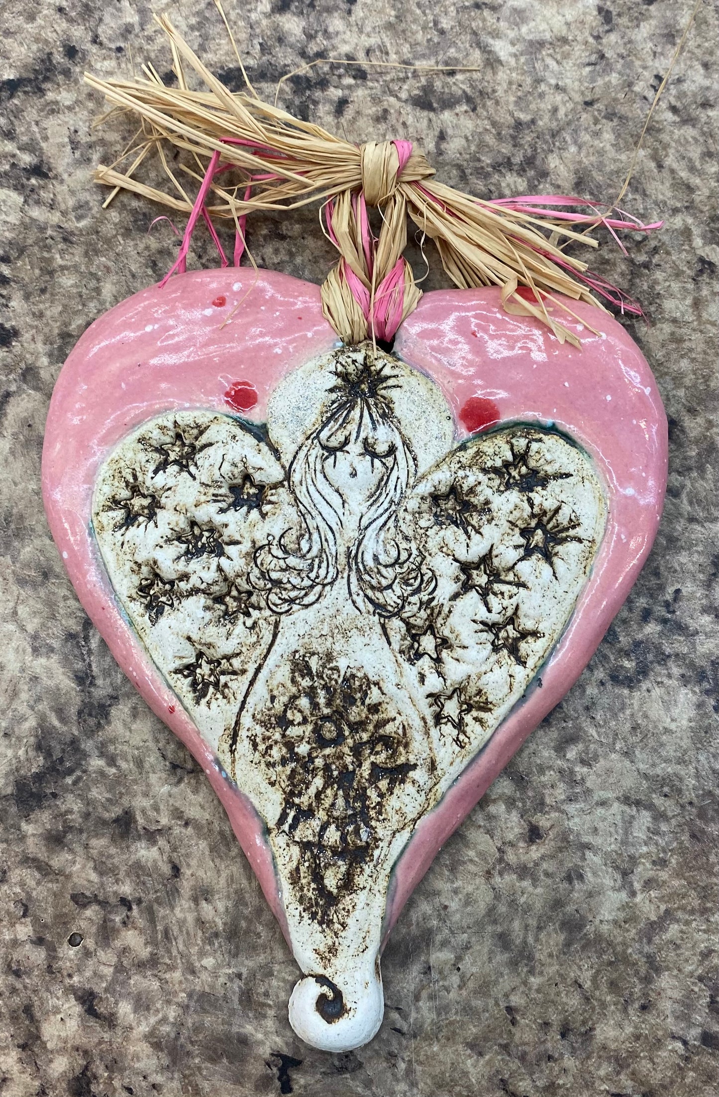 Handmade Ceramic heart Angel
