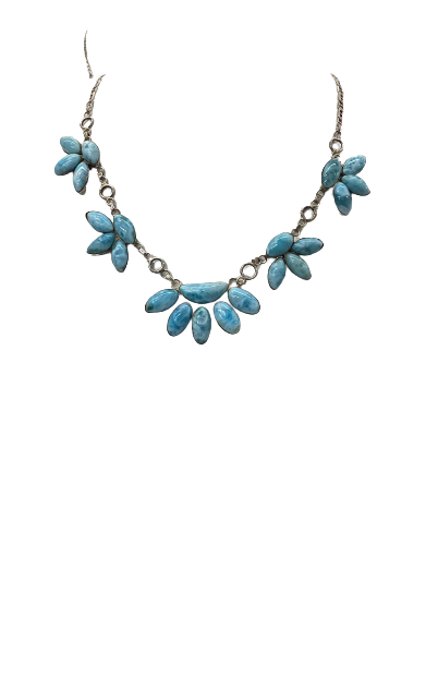 Larimar necklace half flower