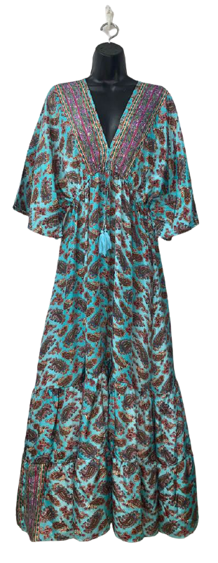 Silk dress with sleeves