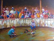 Original painting cock fight