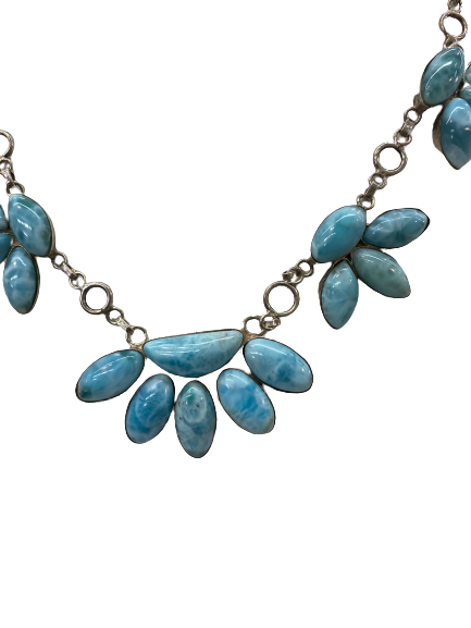 Larimar necklace half flower