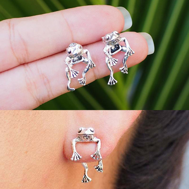 Frog Stud Earrings For Women Teens Girls Retro Gothic Cute Animal Clips Statement Earrings Party Fashion Jewelry