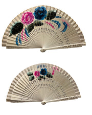 Two Sides hand painted wooden Fan