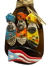 Ceramic three kings on melted bottle