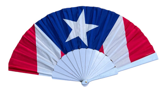 Puerto Rican Flag Folding Fan – Handheld Hand Fan