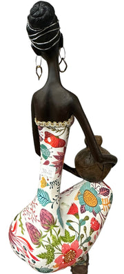 African figurine woman with vase