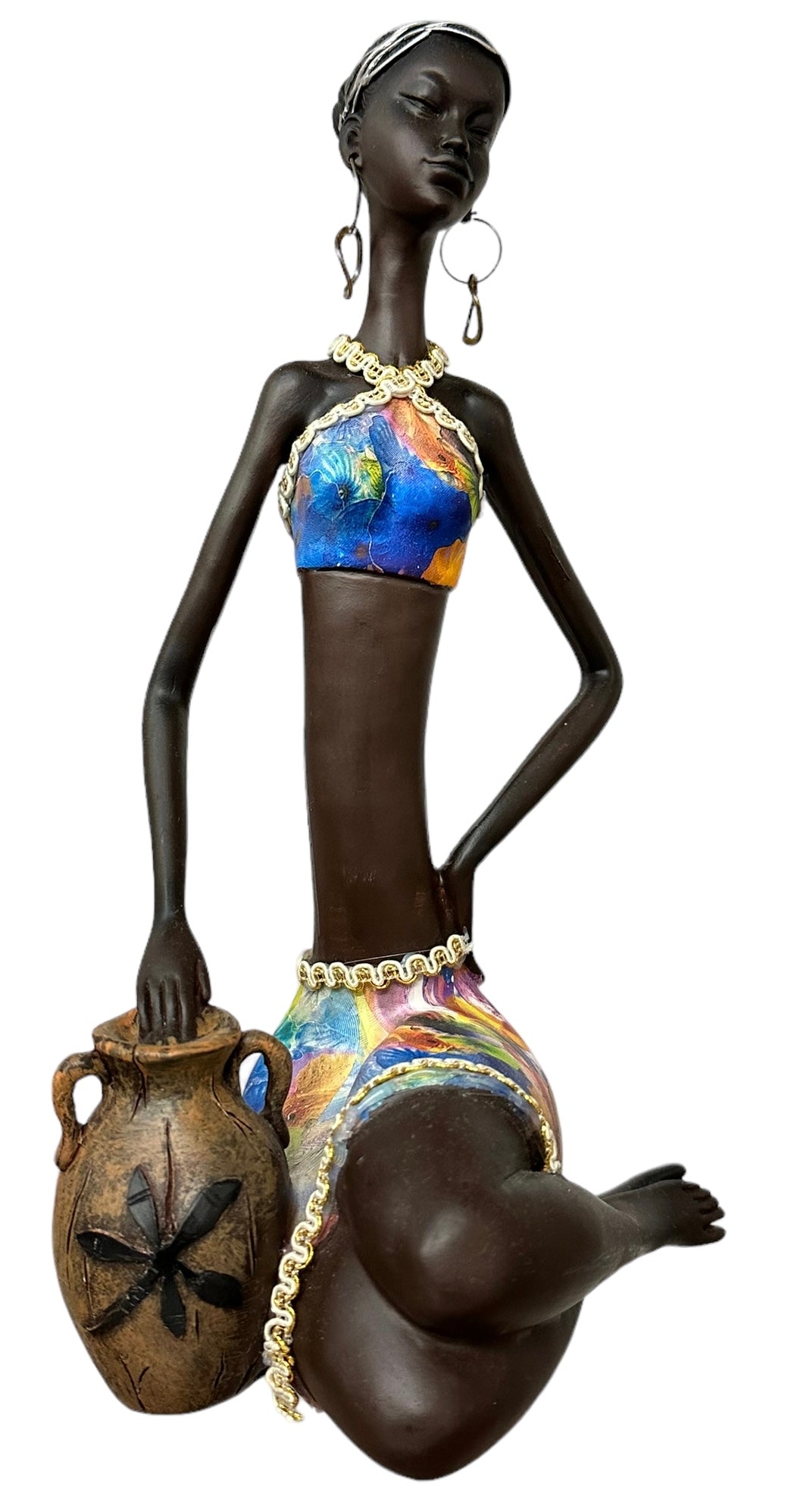 African figurine woman with vase