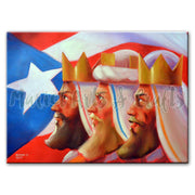 Three Kings Painting with Puerto rican flag