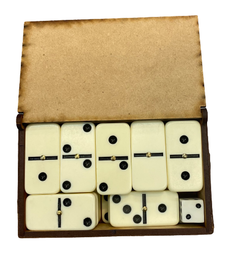 Leather box dominoes
