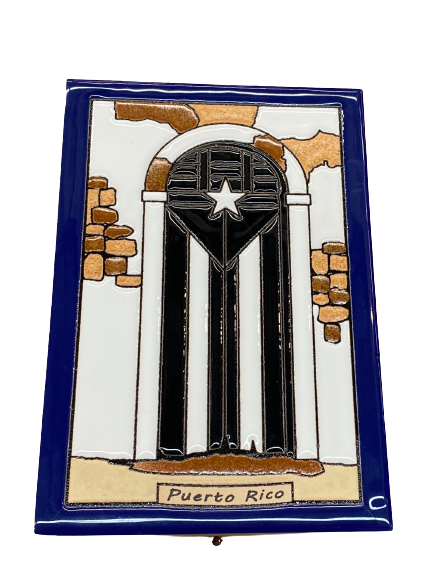 Painted door flag black Puerto Rico