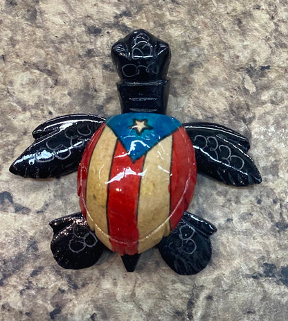 Marble turtle puertorican flag