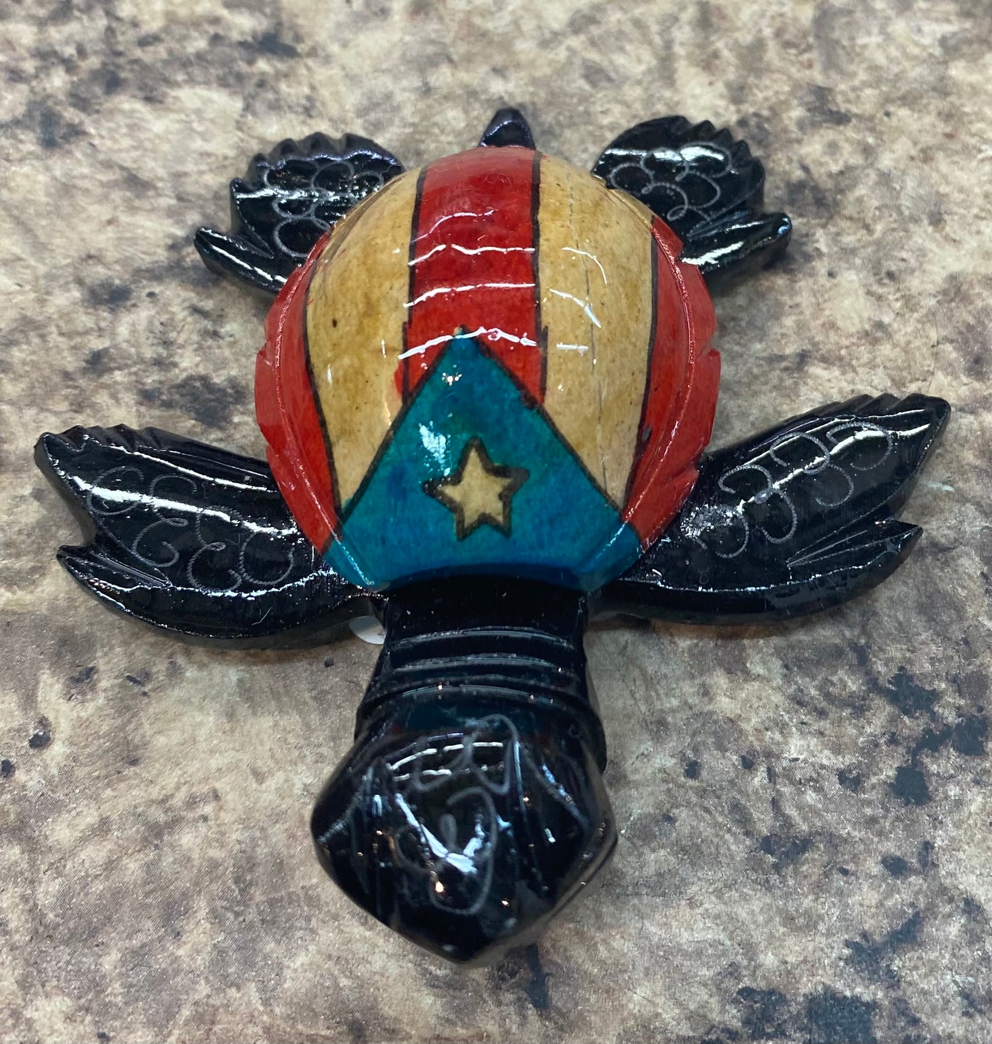 Marble turtle puertorican flag