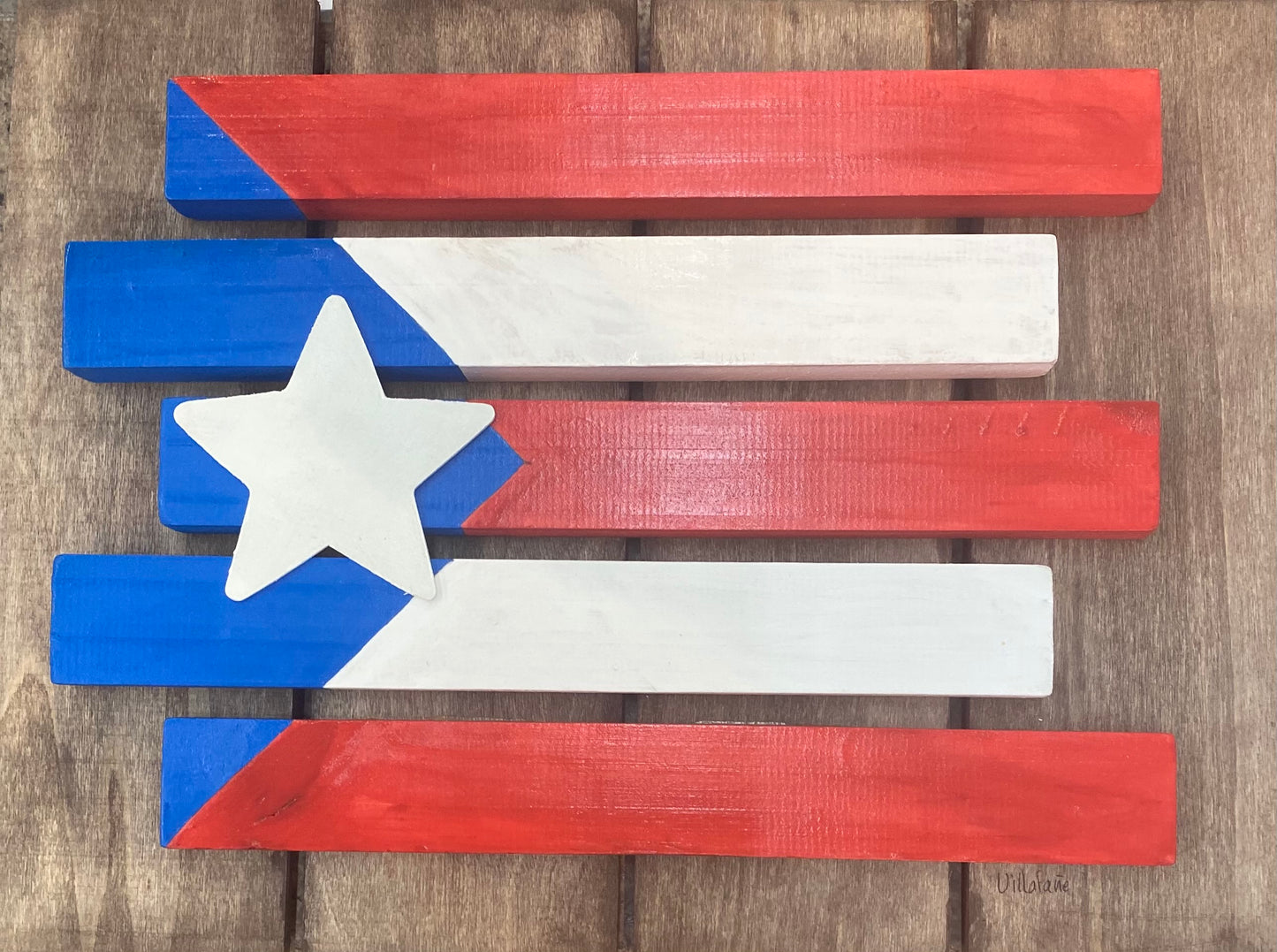 Wooden flag Puerto Rico