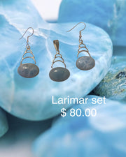 Larimar set earrings pendant