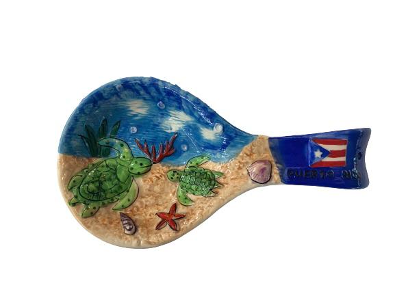 Ceramic spoon rest 3D turtle Puerto Rico