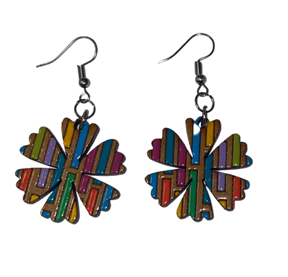 Wooden earrings Laser cut painted