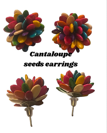 Cantaloupe seeds earrings