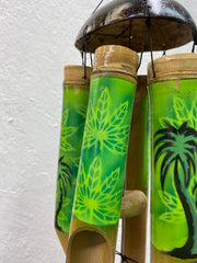 Bamboo wind chime green palm tree