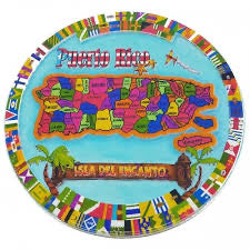 Souvenirs plate colorful map