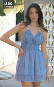 Blue dress spaghetti strap