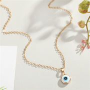 Vintage Ethnic Round Turkey Evil Eye Necklace For Women Gold Color Blue Eye Pendant Choker Clavicle Chain Turkish Jewelry