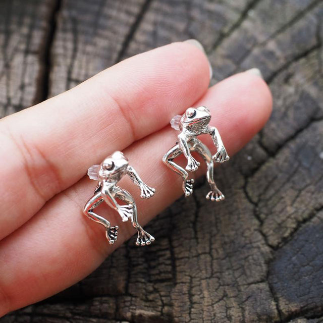 Frog Stud Earrings For Women Teens Girls Retro Gothic Cute Animal Clips Statement Earrings Party Fashion Jewelry
